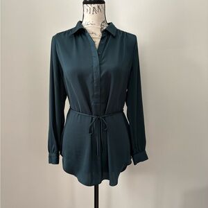 Apt. 9 Dark Green Button-Up Blouse Tunic